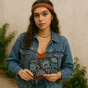 Vera Bradley Retired Java Blue Zip Wallet | EUC